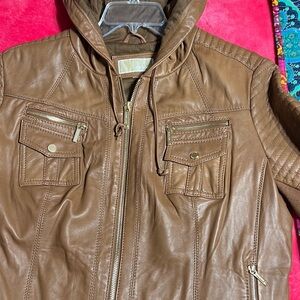 Michael Kors Leather Jacket Cognac Brown 3x
